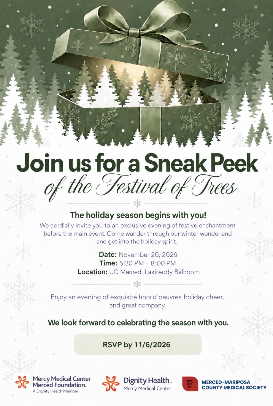 Sneek Peek - Festival of Trees 2026 graphic